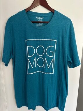 Gildan Teal Graphic Crewneck T‑Shirt with White Print